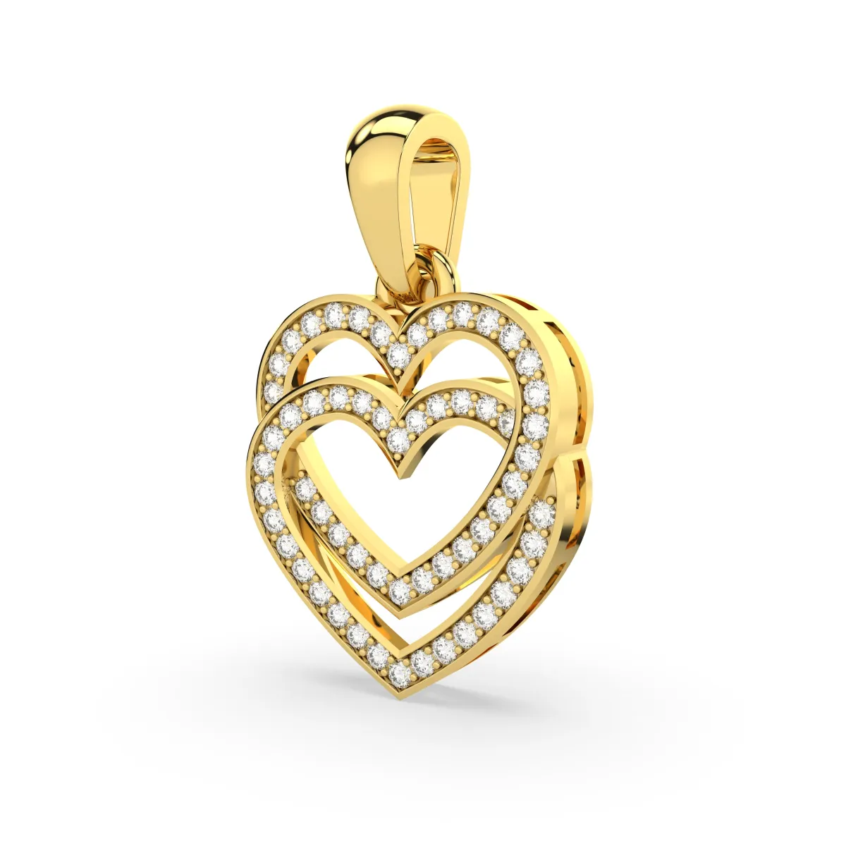 Natural Diamond Double Heart Pendant