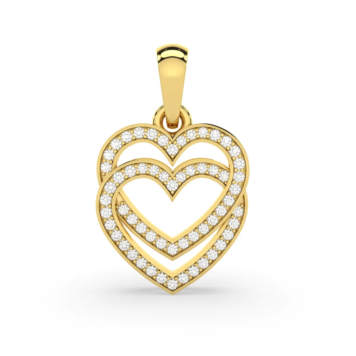 Natural Diamond Double Heart Pendant