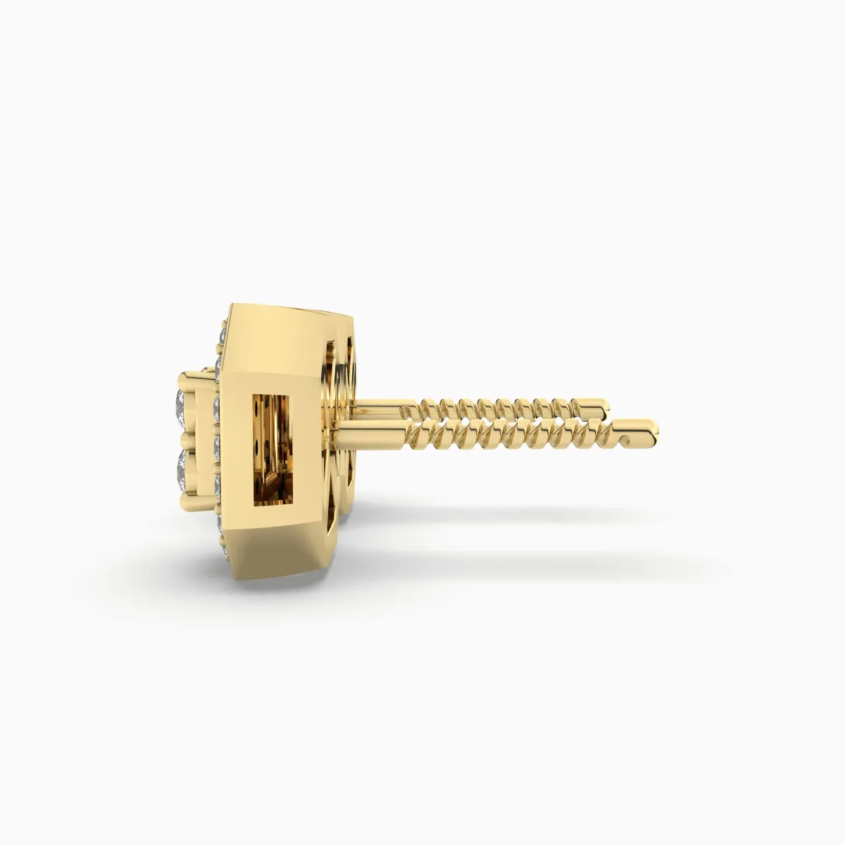 0.19 CT.T.W Gold Cushion Shaped Natural Diamond Stud Earring