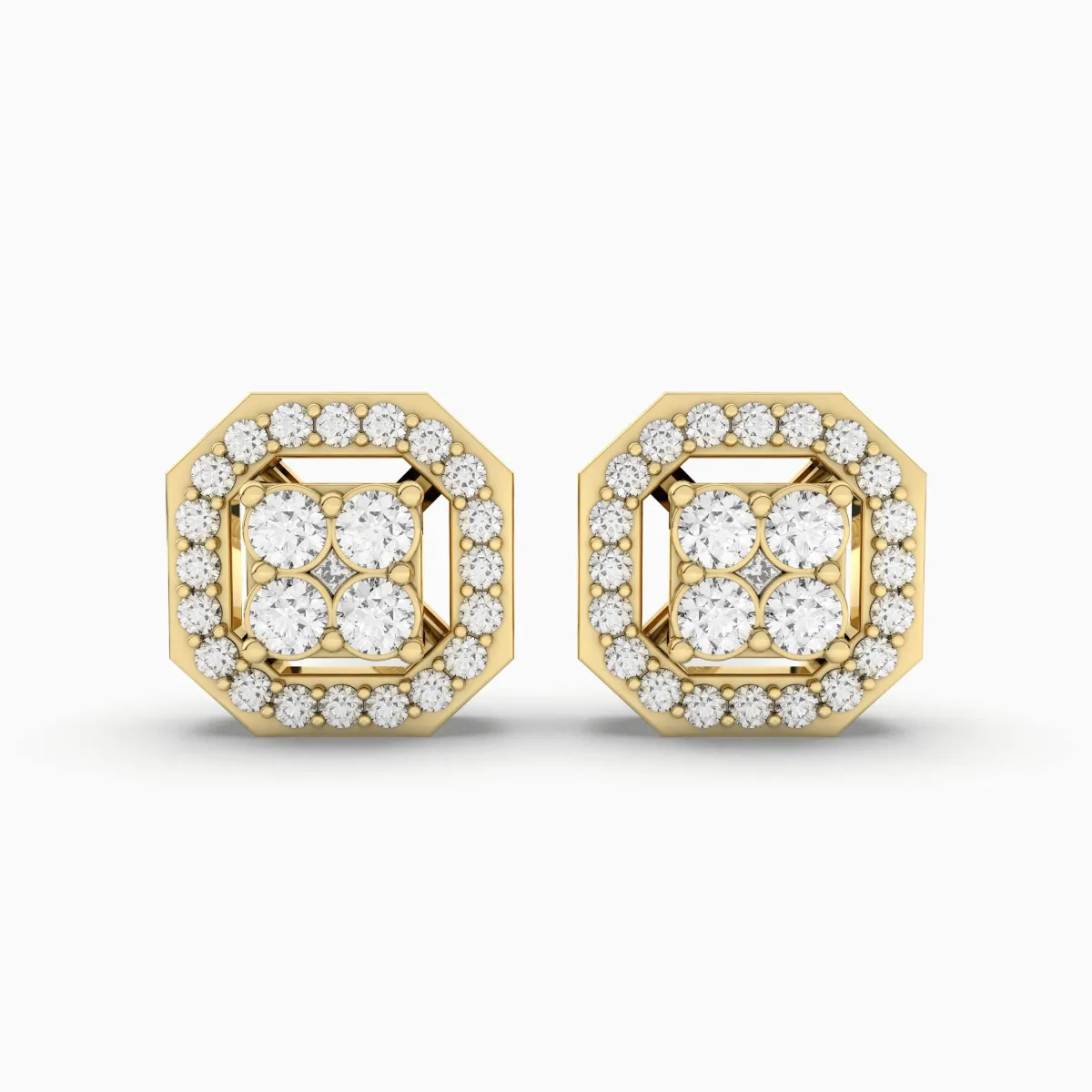 0.19 CT.T.W Gold Cushion Shaped Natural Diamond Stud Earring