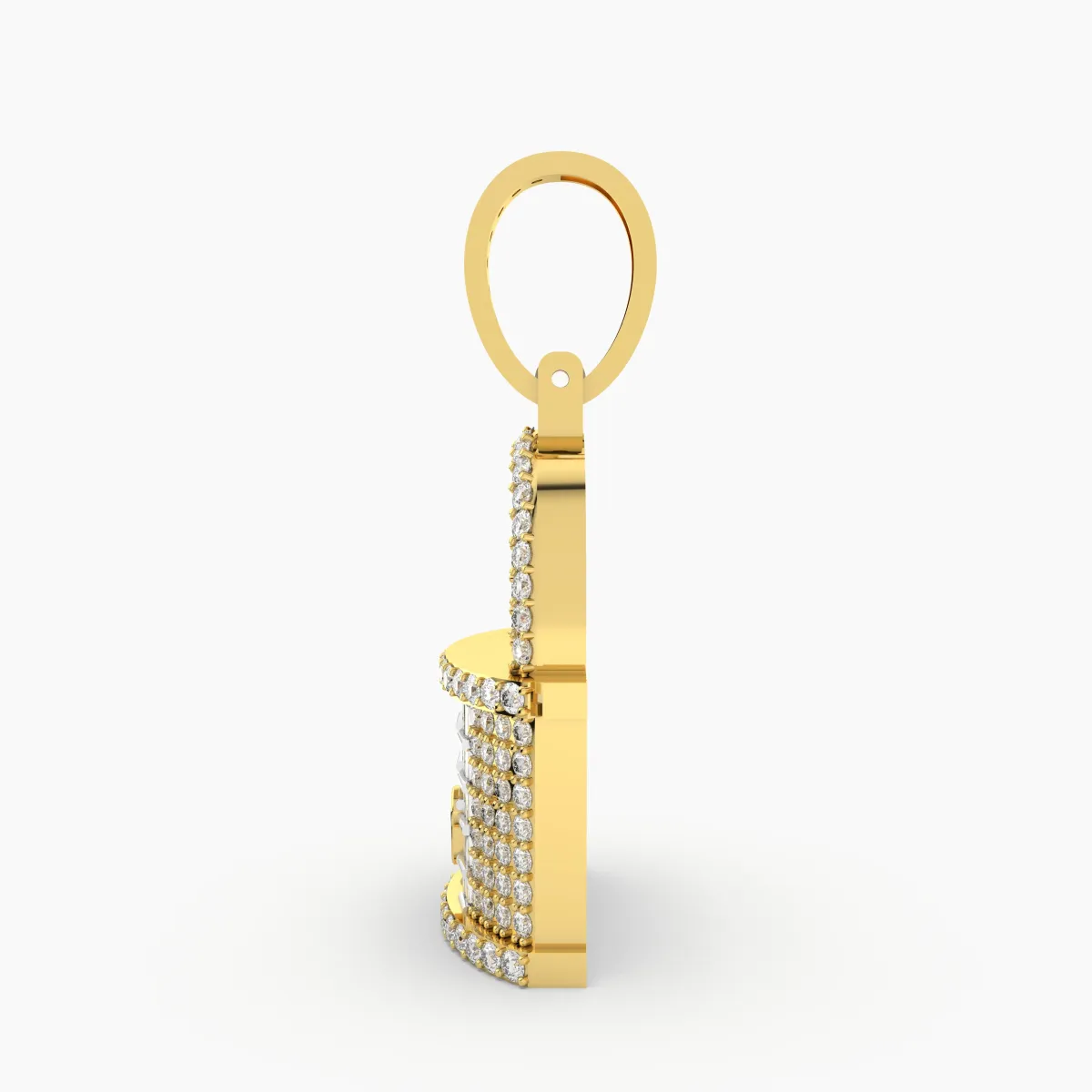 Encrusted Padlock Natural Diamond Pendant