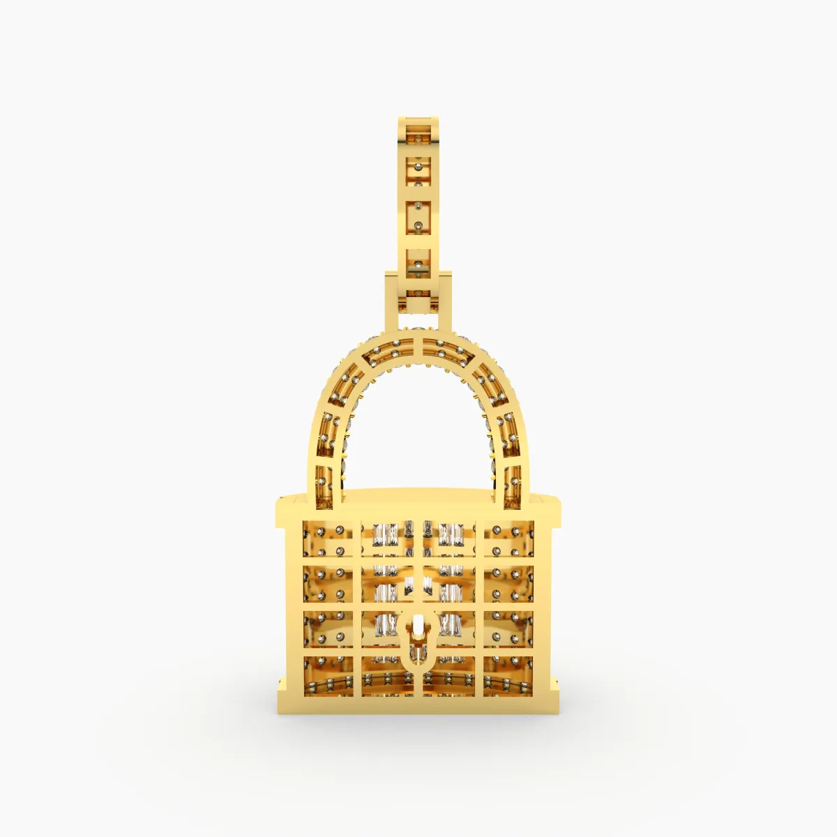 Encrusted Padlock Natural Diamond Pendant