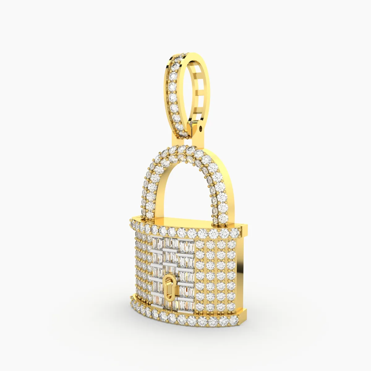 Encrusted Padlock Natural Diamond Pendant