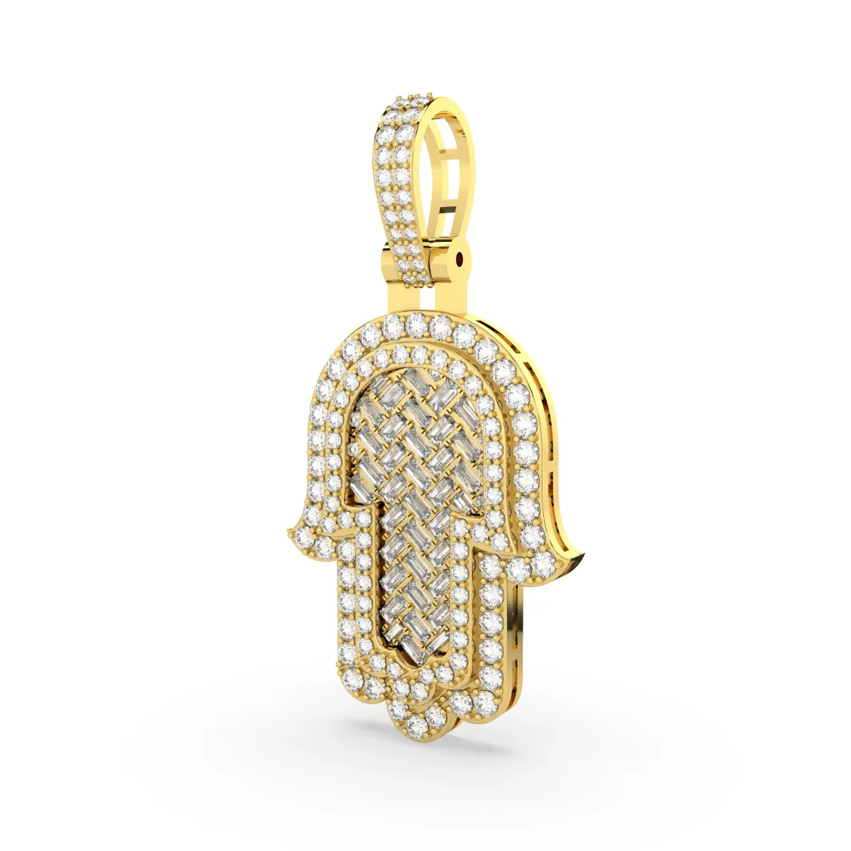 Men'S Hamsa Natural Diamond Charm Pendant