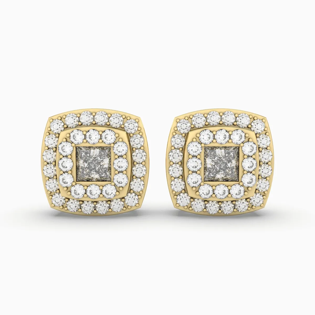 Natural Diamond Cushion Stud Earrings