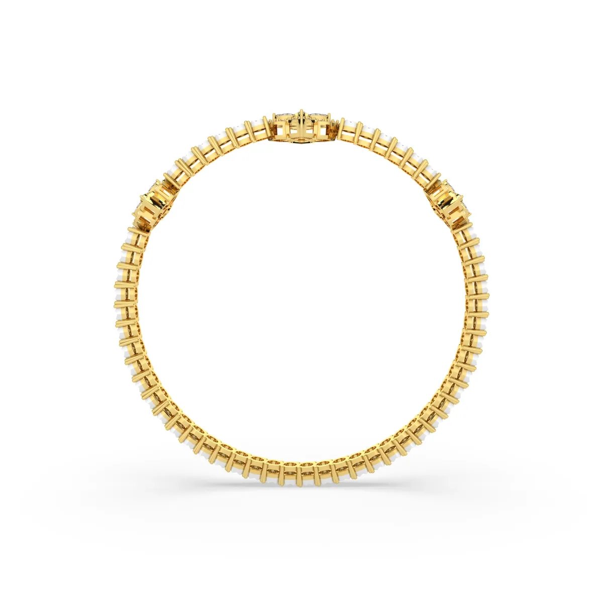 Floral-Shaped Center Natural Diamond Tennis Bracelet