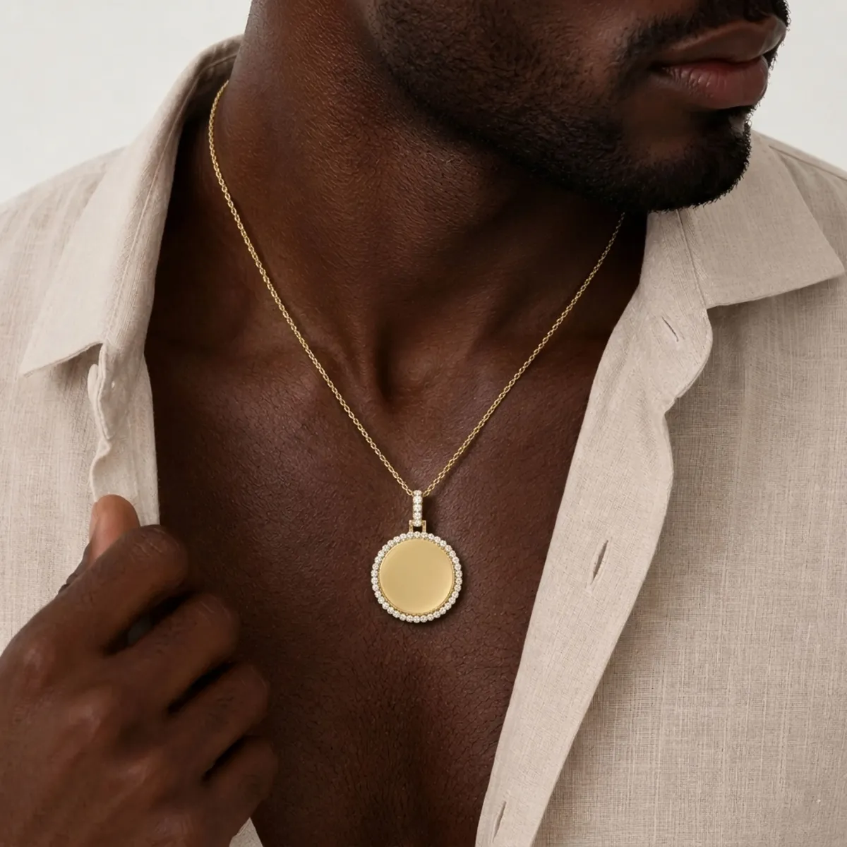 Round Natural Diamond Memory Picture Pendant