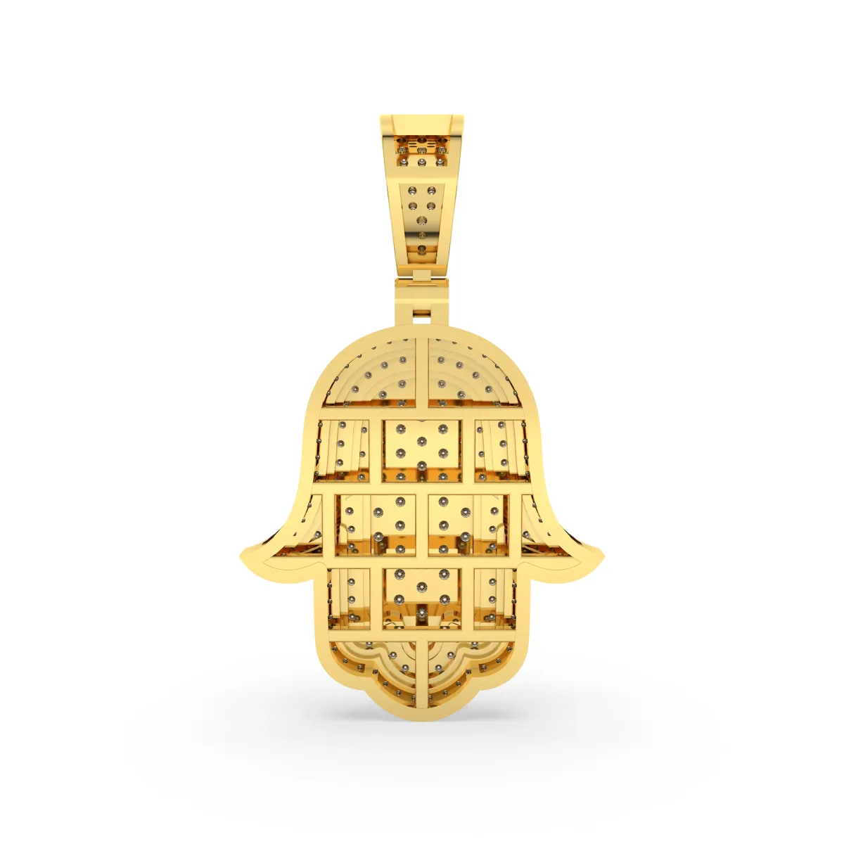 Natural Diamond Hamsa Hand Charm Pendant For Unisex