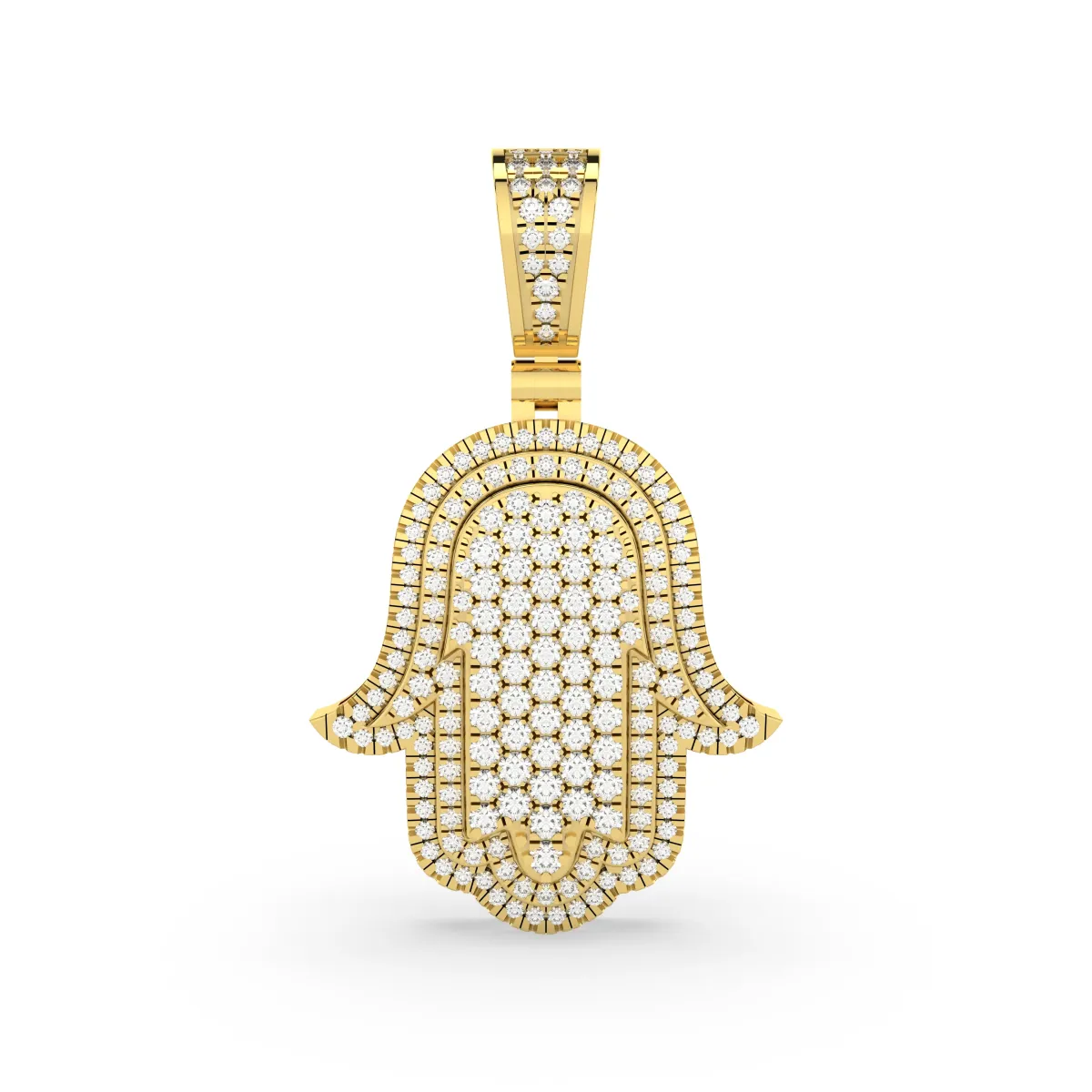Natural Diamond Hamsa Hand Charm Pendant For Unisex