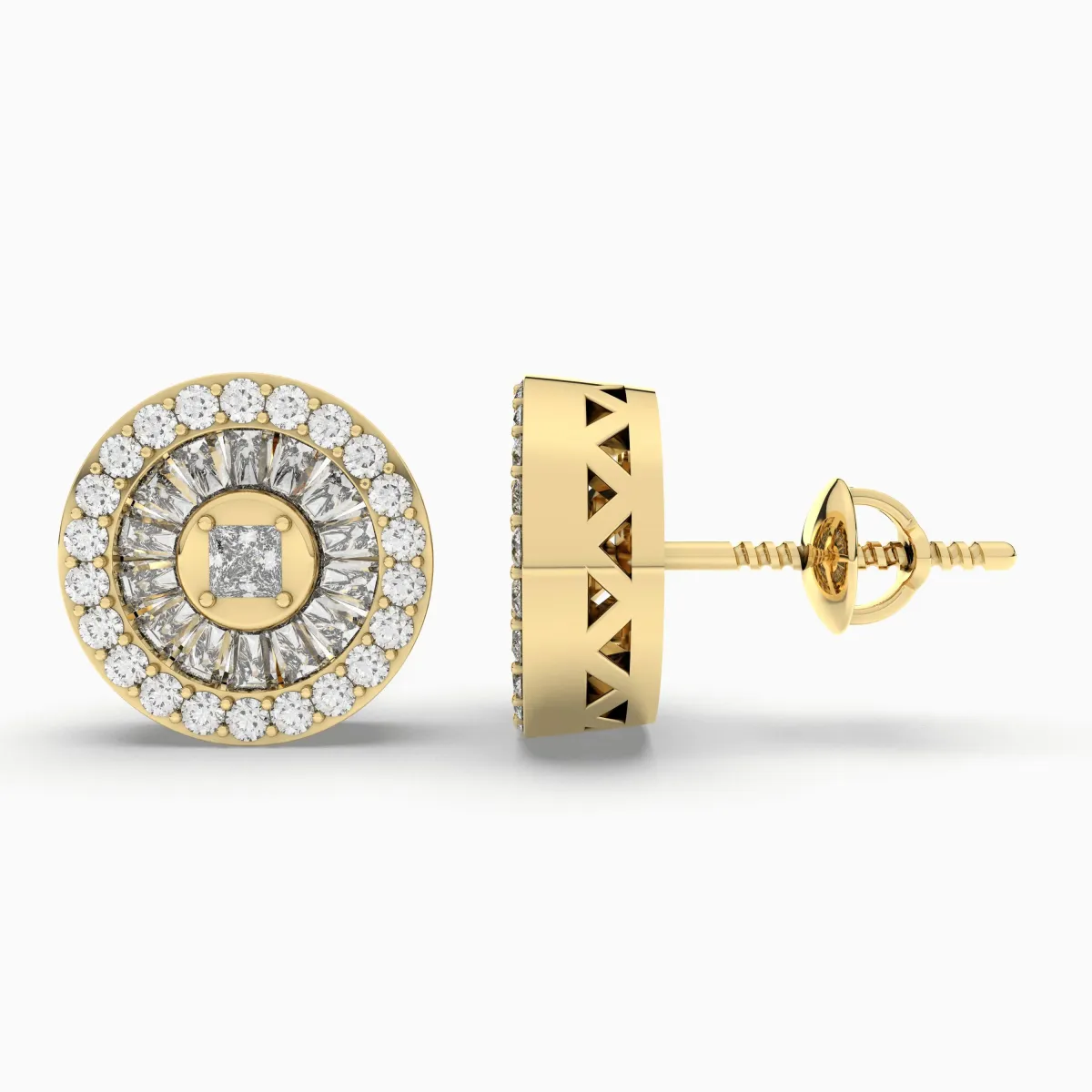 10K Gold Round Natural Diamond Earrings