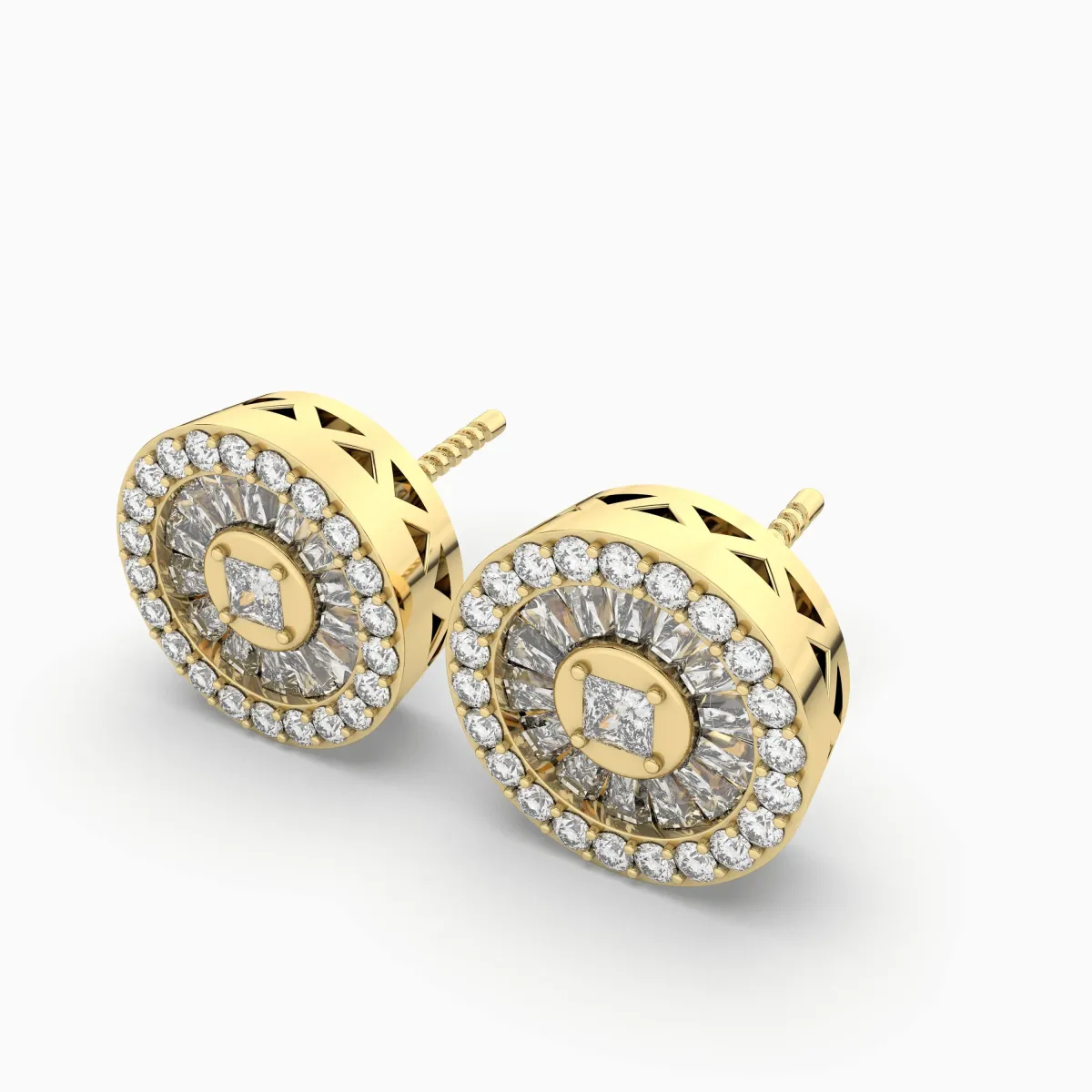10K Gold Round Natural Diamond Earrings