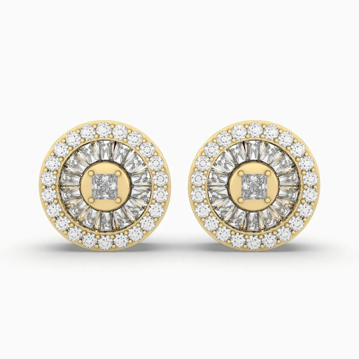 10K Gold Round Natural Diamond Earrings