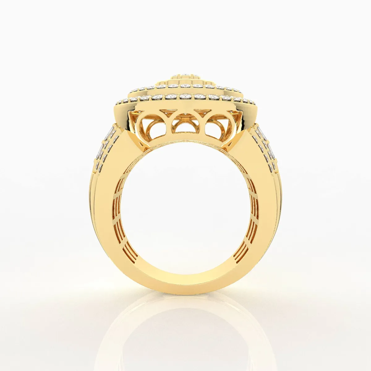 Round And Baguette Natural Diamond Classic Shining Sun Ring