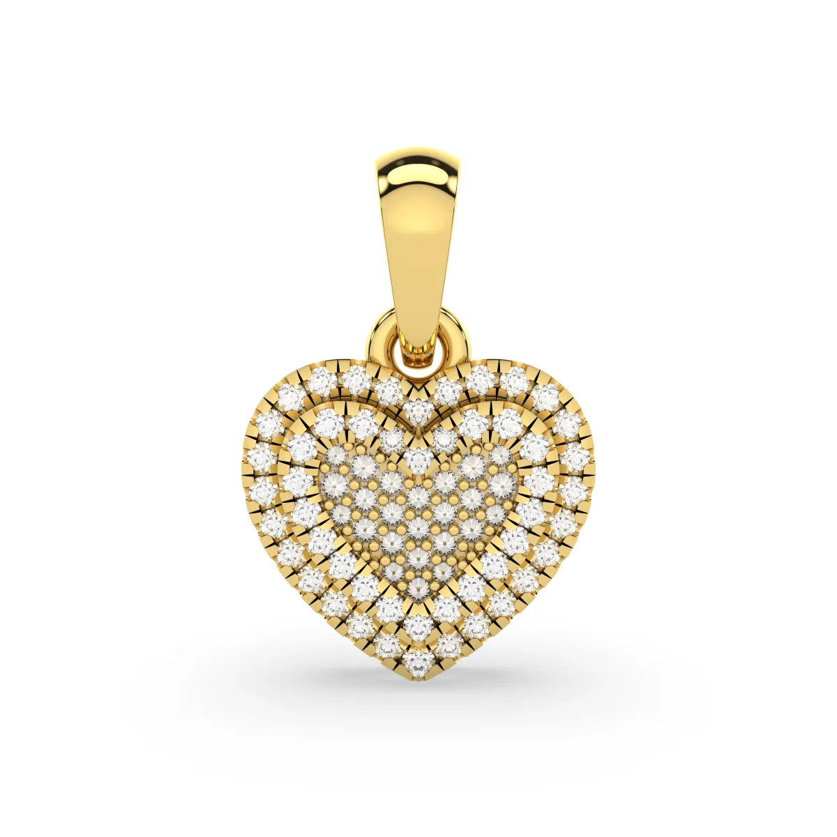 Sparkling Double-Layered Round Shape Natural Diamond Heart Pendant