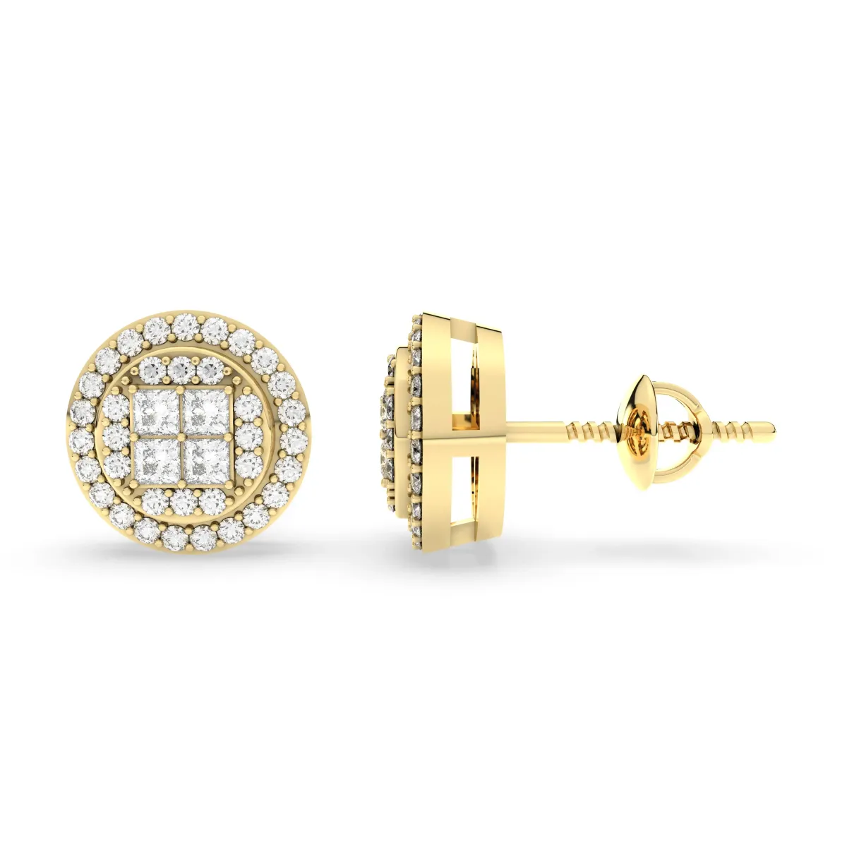 0.31 CT.T.W Natural Diamond Round Cluster Halo Design Unisex Stud Earring