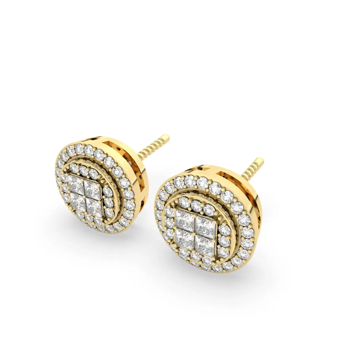 0.31 CT.T.W Natural Diamond Round Cluster Halo Design Unisex Stud Earring
