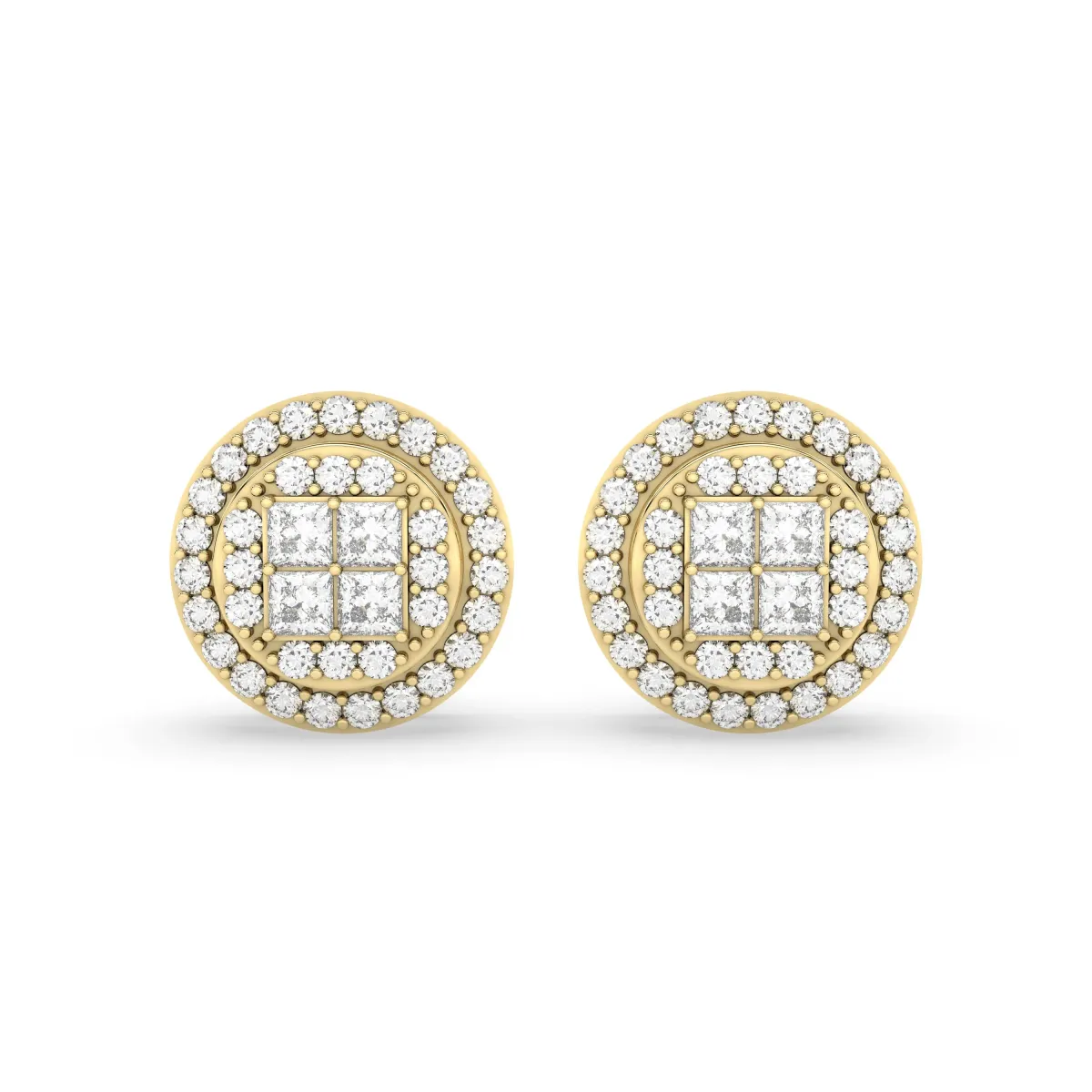 0.31 CT.T.W Natural Diamond Round Cluster Halo Design Unisex Stud Earring
