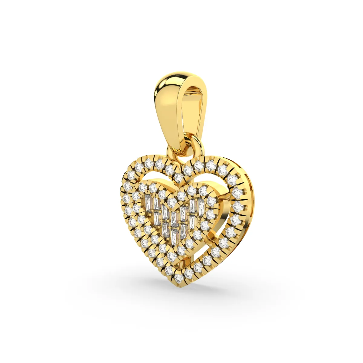 Natural Diamond Studded Heart-Shaped Pendant For Women