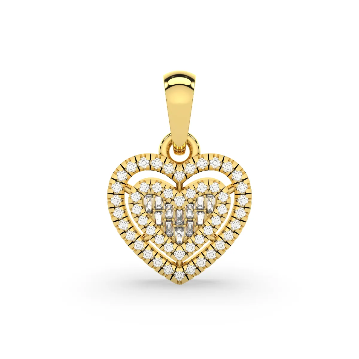 Natural Diamond Studded Heart-Shaped Pendant For Women