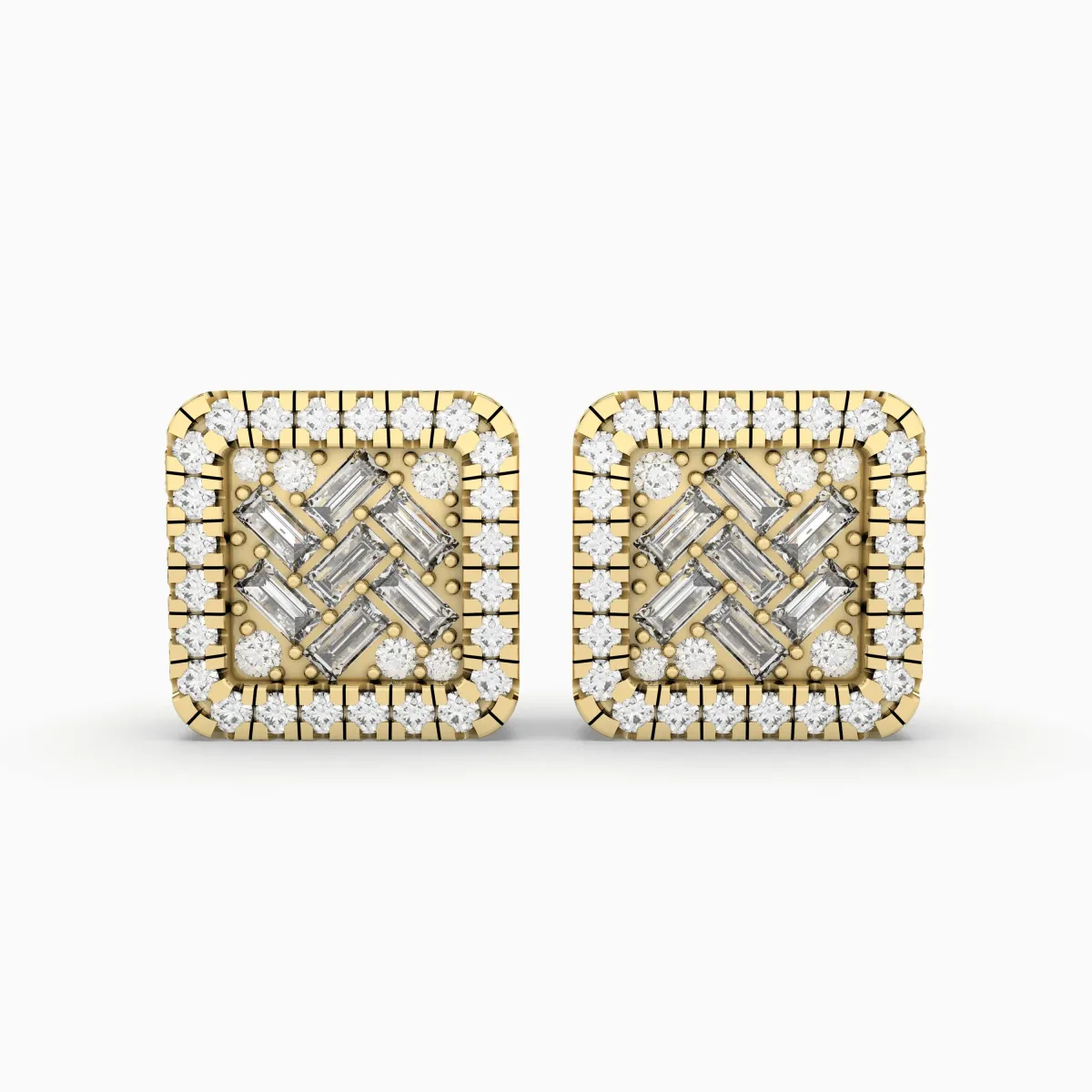 Treasured Square Natural Diamond Stud Earring