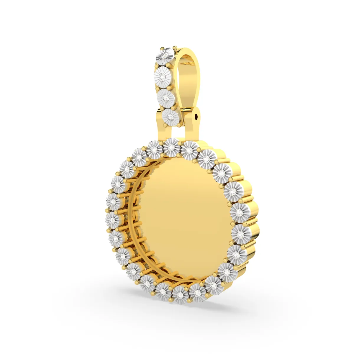 Round Natural Diamond Memory Circle Charm Pendant