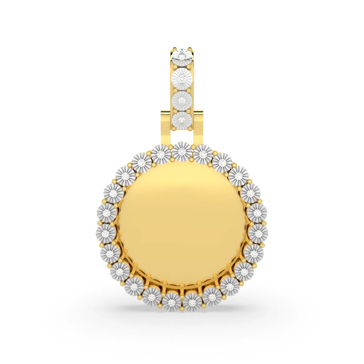 Round Natural Diamond Memory Circle Charm Pendant