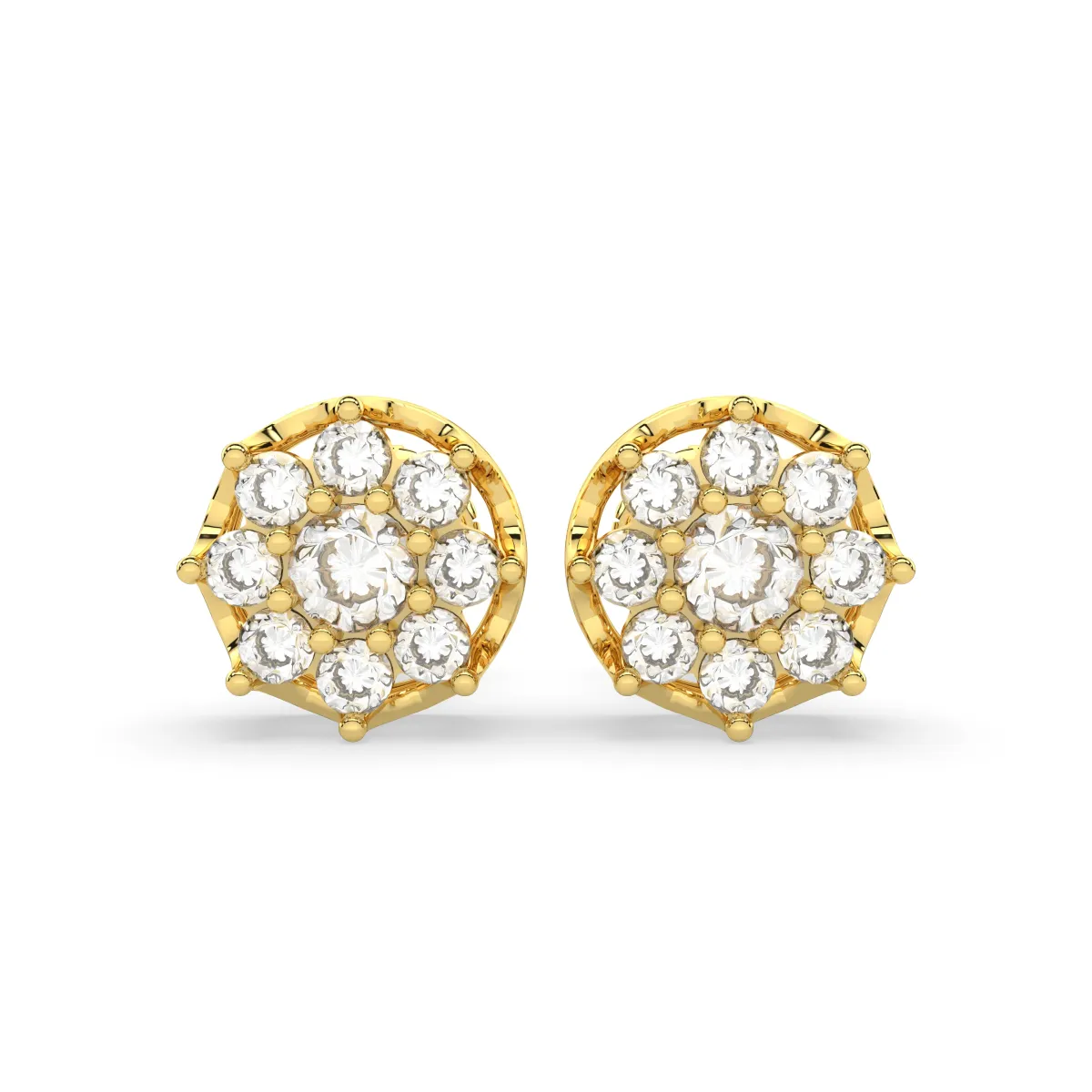 Natural Diamond Cluster Stud Earrings