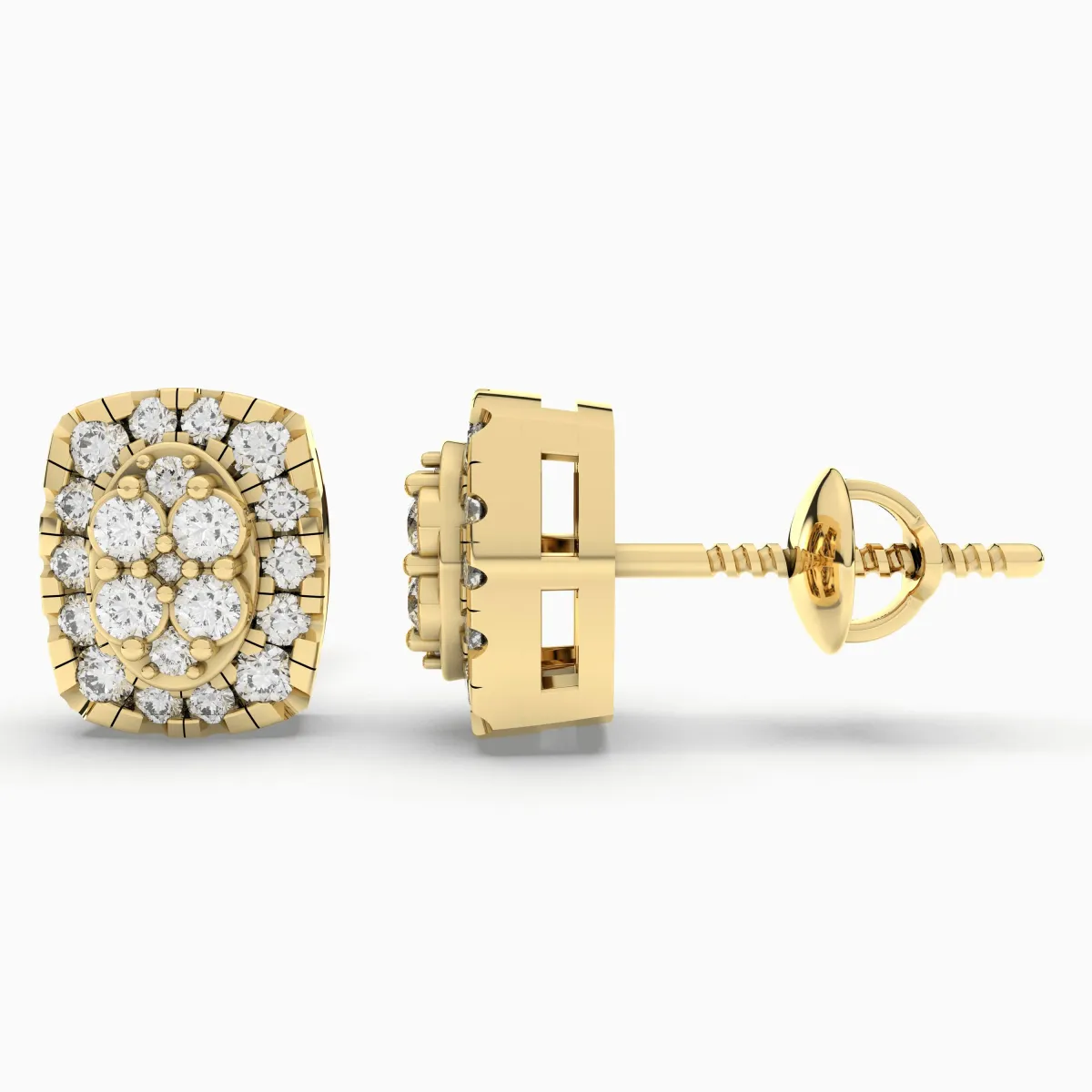 Solid Gold 0.22 Carat Solitaire Natural Diamond Stud Earrings For Unisex