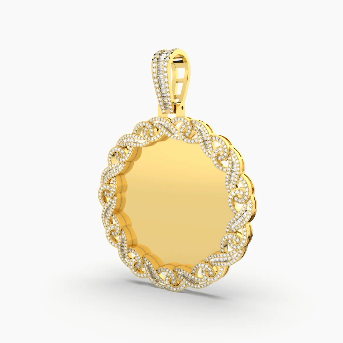 Natural Diamond Picture Or Memory Pendant With Infinity-Link Style Border