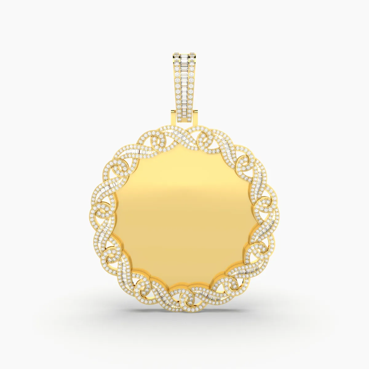 Natural Diamond Picture Or Memory Pendant With Infinity-Link Style Border