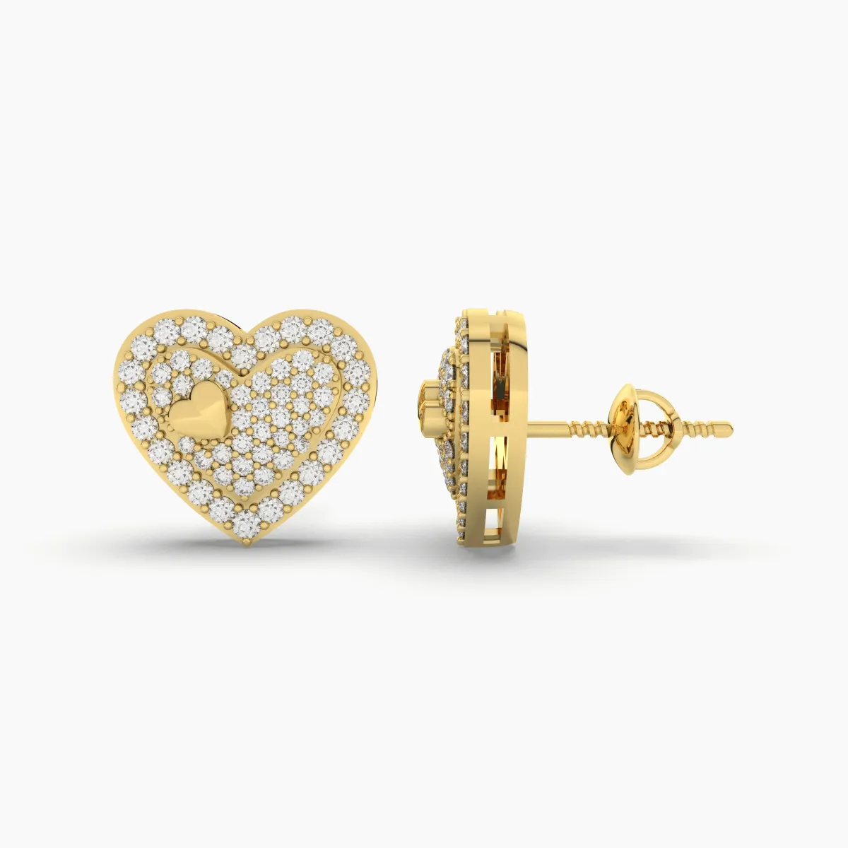 Heart-Shaped Natural Diamond Stud Earrings For Women'S