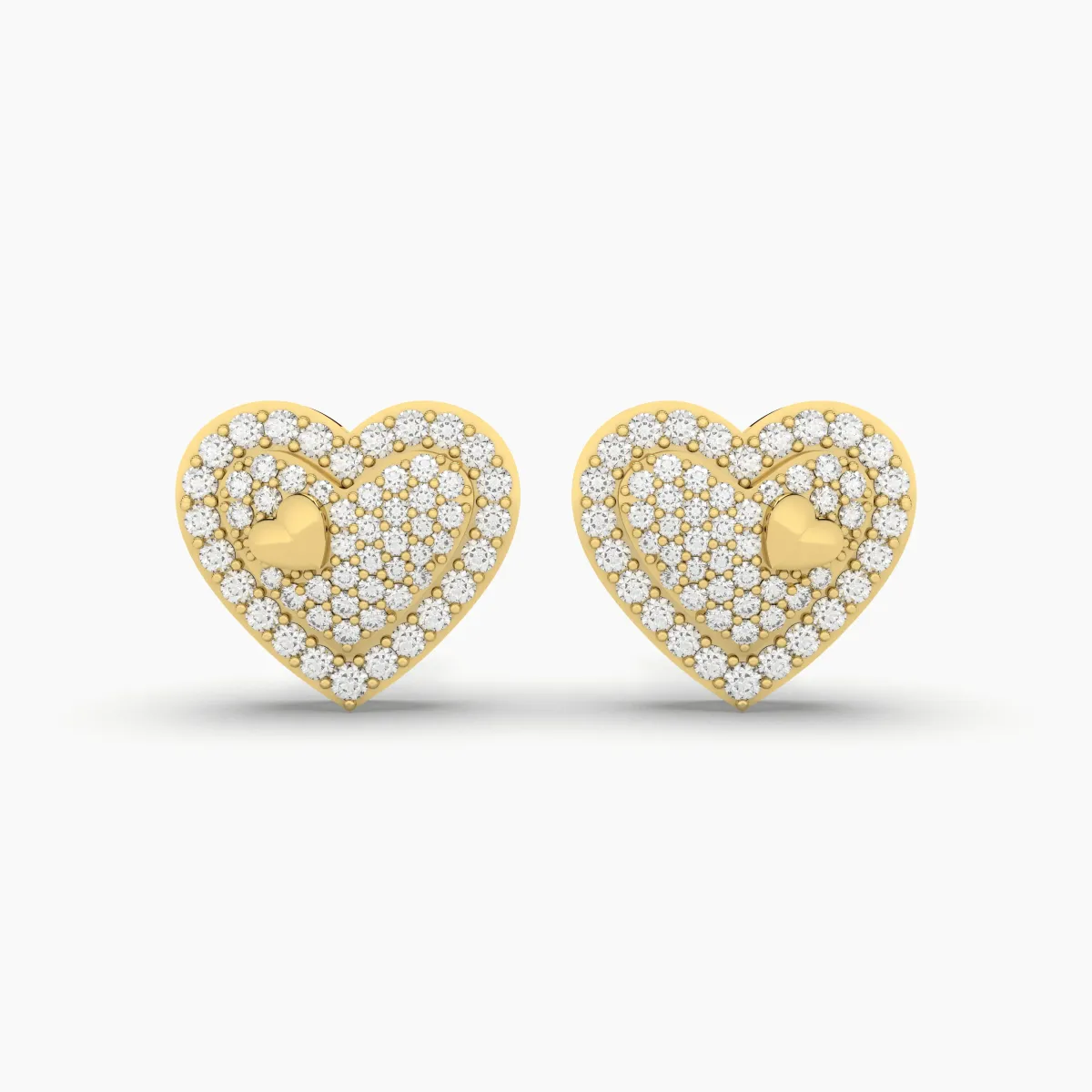 Heart-Shaped Natural Diamond Stud Earrings For Women'S