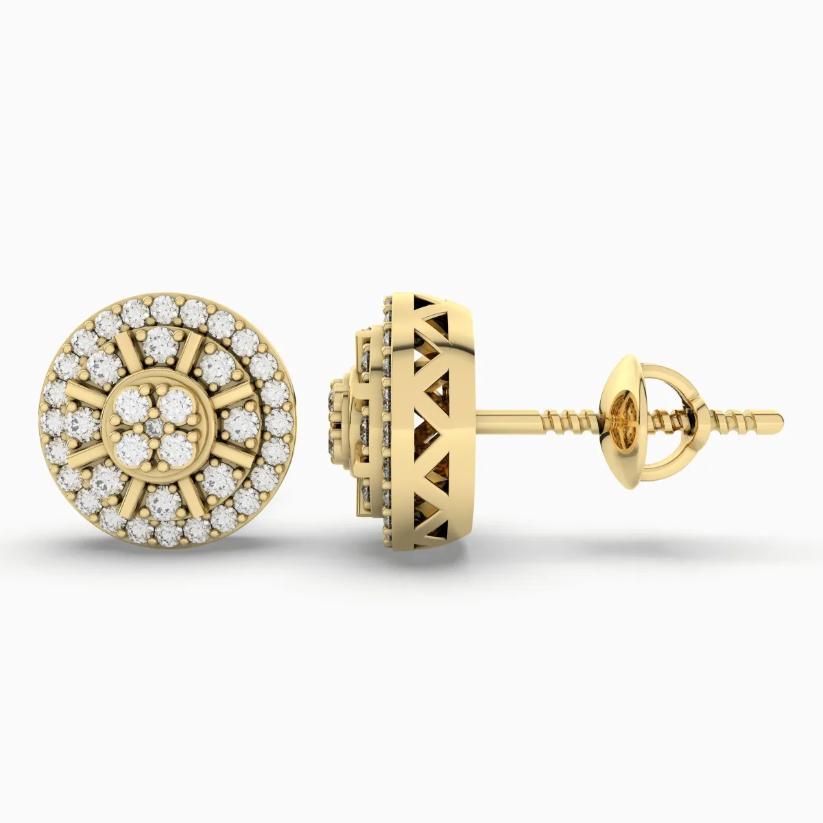 Womens Natural Diamond Pre Set Solitaire Stud Earrings