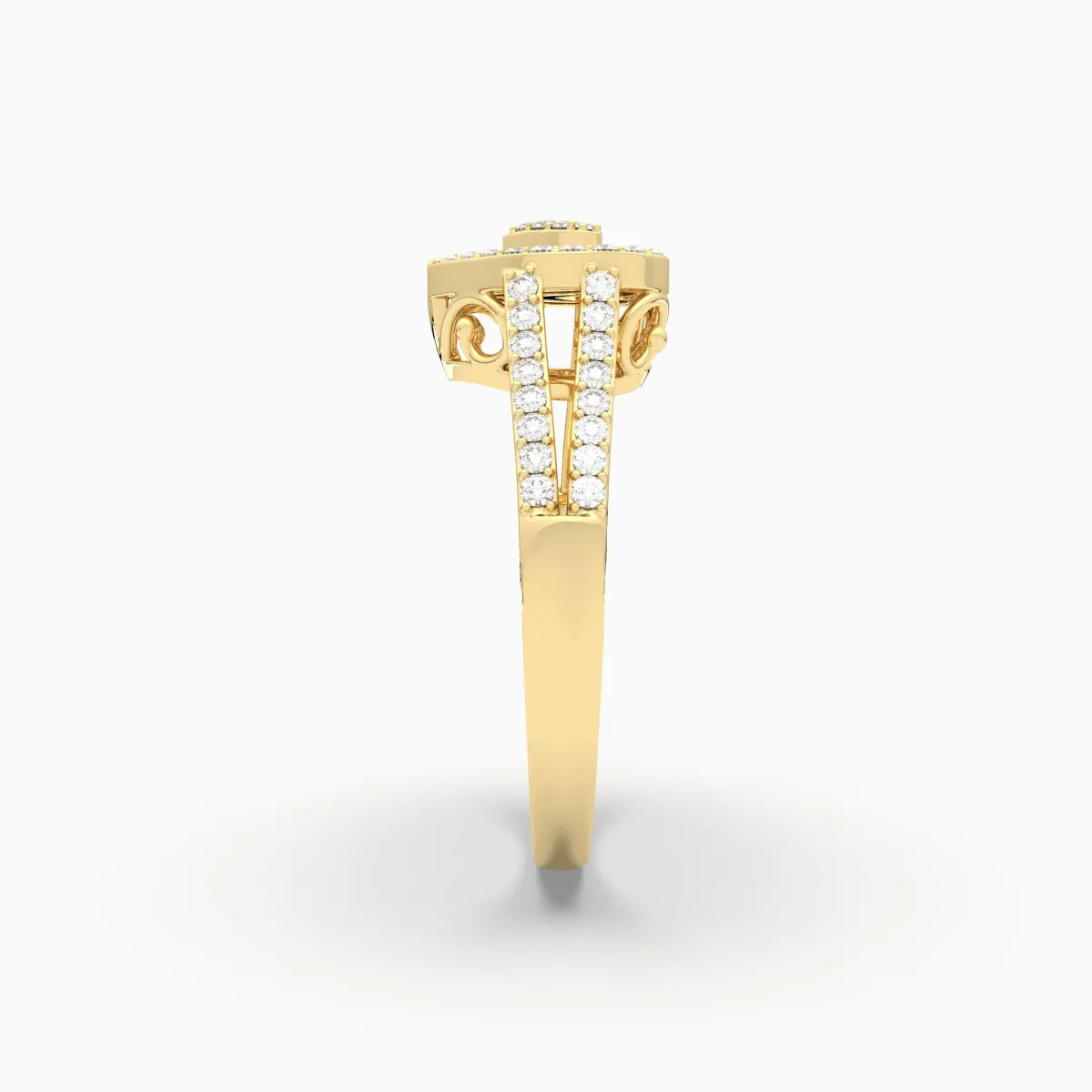 Baguette And Round Natural Diamond Cluster Heart Ring