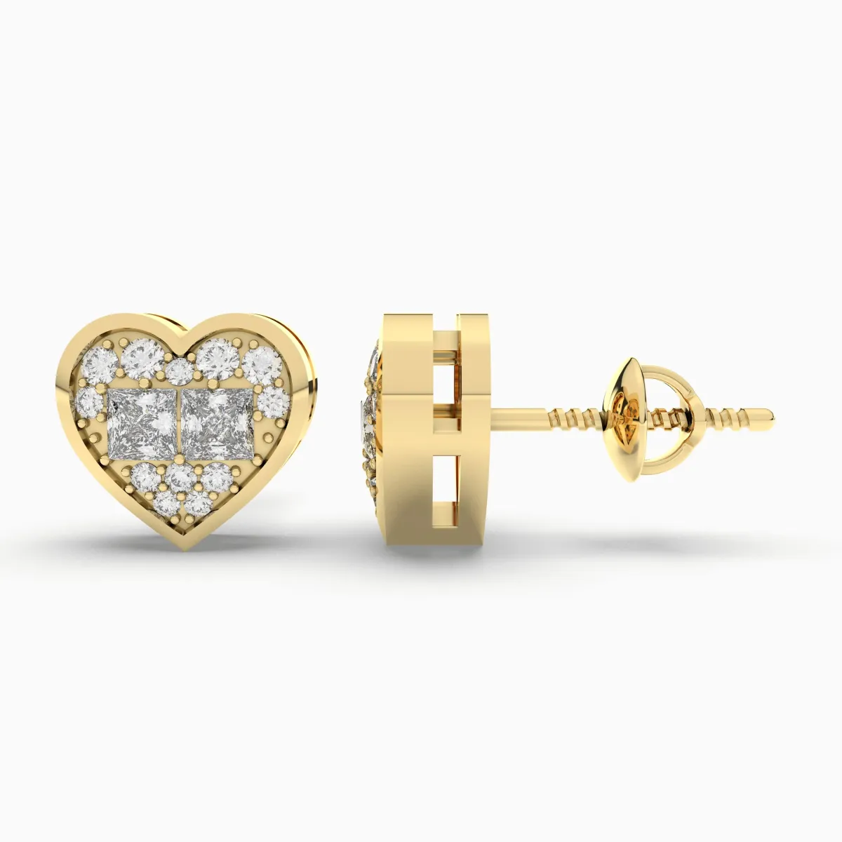 Heart Shape Natural Diamond Stud Earring For Women