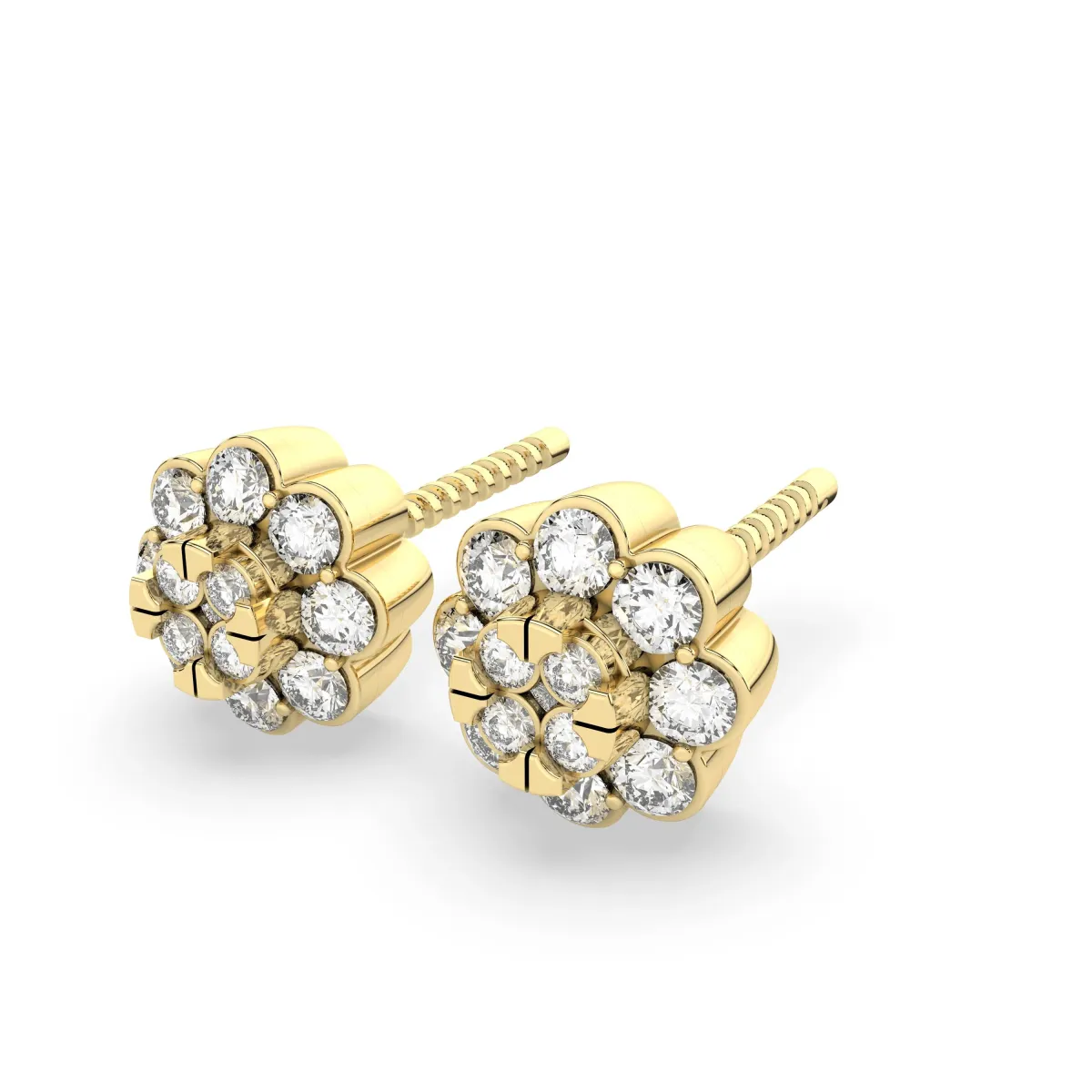0.14 CT.T.W Flower Natural Diamond Cluster Stud Earring