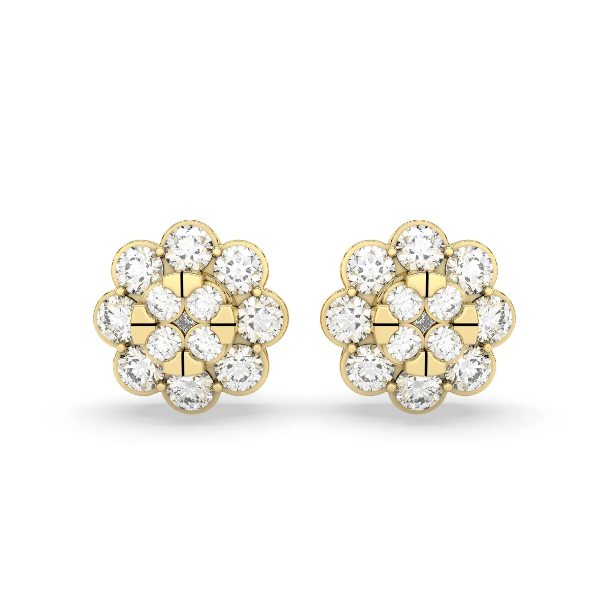 0.14 CT.T.W Flower Natural Diamond Cluster Stud Earring