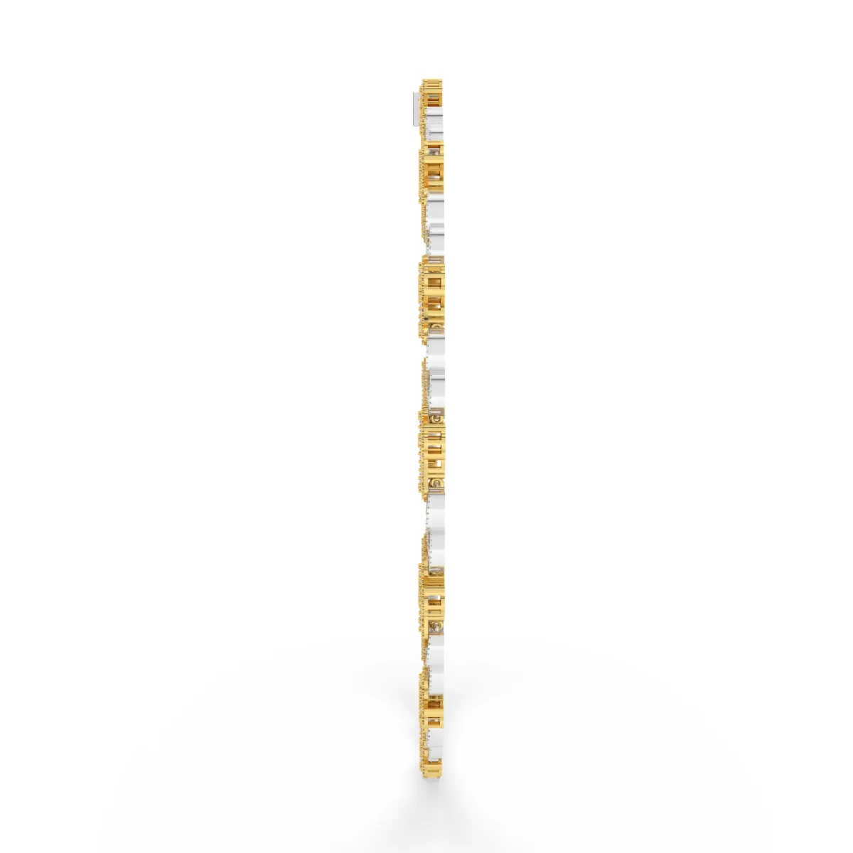 Two-Tone Round And Baguette Diamond Cross Infinity Necklace