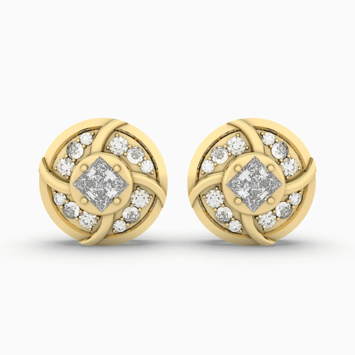Stunning Halo Natural Diamond Stud Earring For Women
