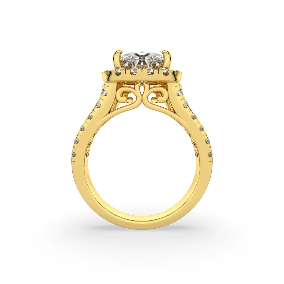 Pear-Cut Lab-Grown Diamond Halo Engagement Ring