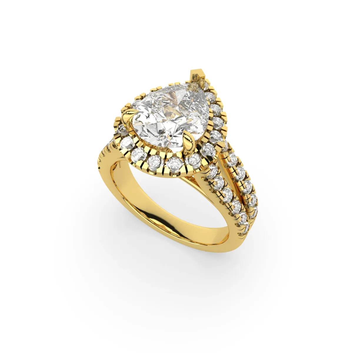 Pear-Cut Lab-Grown Diamond Halo Engagement Ring