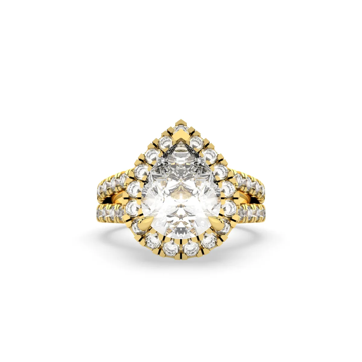 Pear-Cut Lab-Grown Diamond Halo Engagement Ring