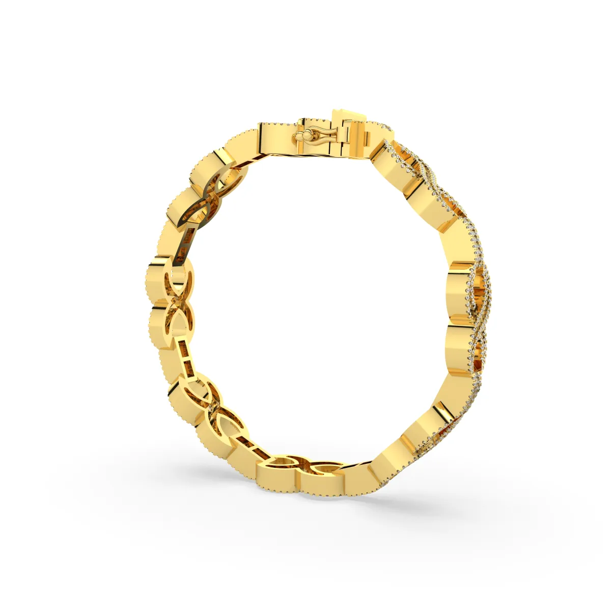 Infinity Symbol And Interlocking C-Shaped Links Natural Diamond Bracelet