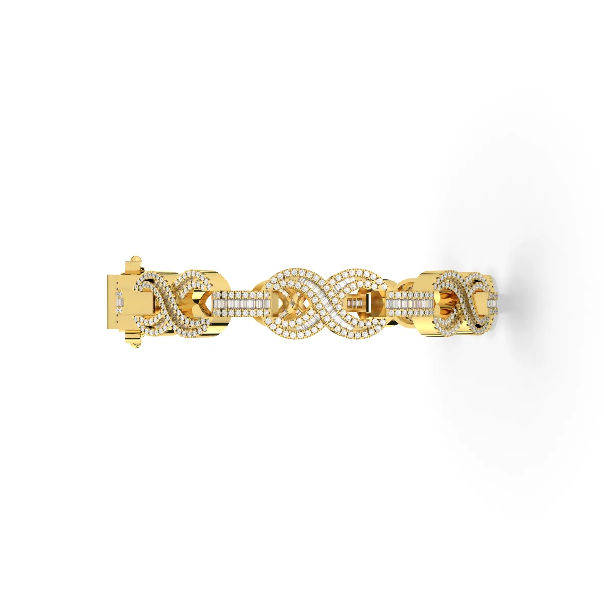 Infinity Symbol And Interlocking C-Shaped Links Natural Diamond Bracelet