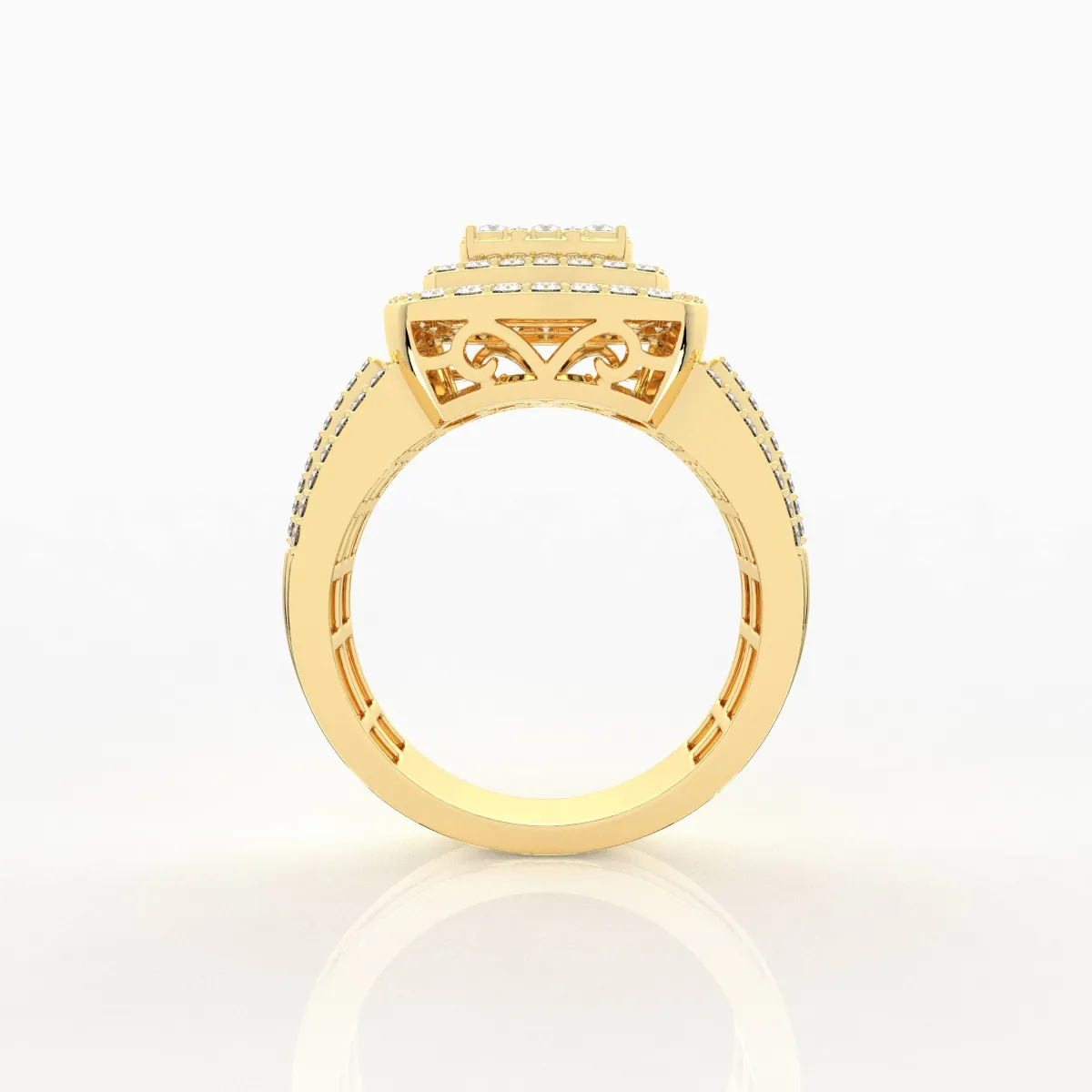 Cushion Double Halo Cluster Natural Diamond Ring