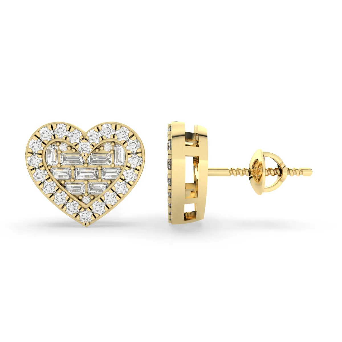 Heart Natural Diamond Stud Earring