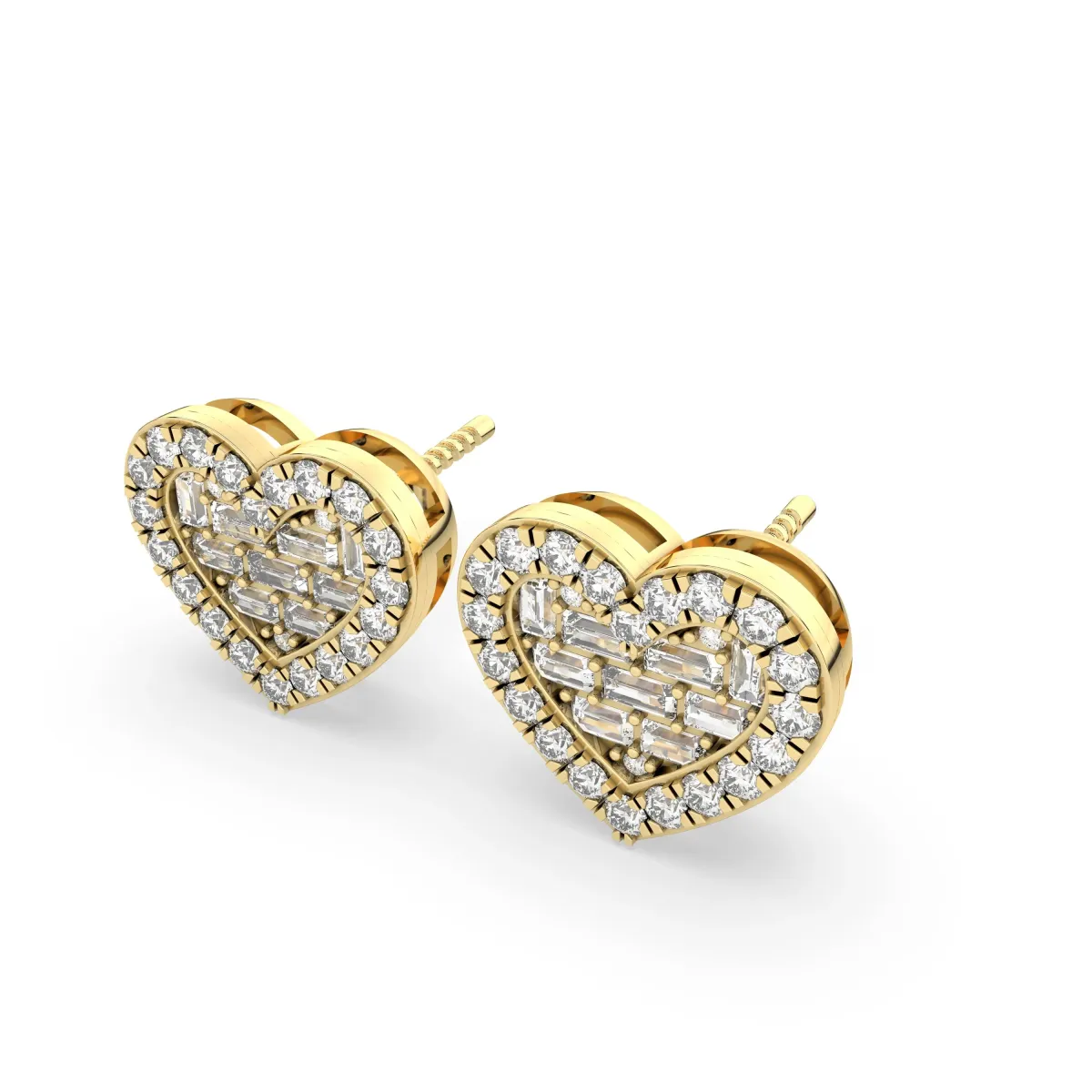 Heart Natural Diamond Stud Earring