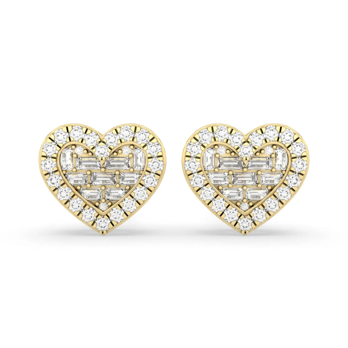 Heart Natural Diamond Stud Earring