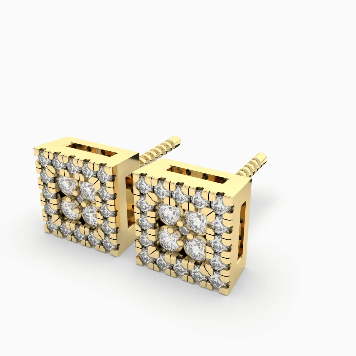 Stud Earrings 0.16 CT.T.W. Natural Diamond Cluster Halo Design For Unisex