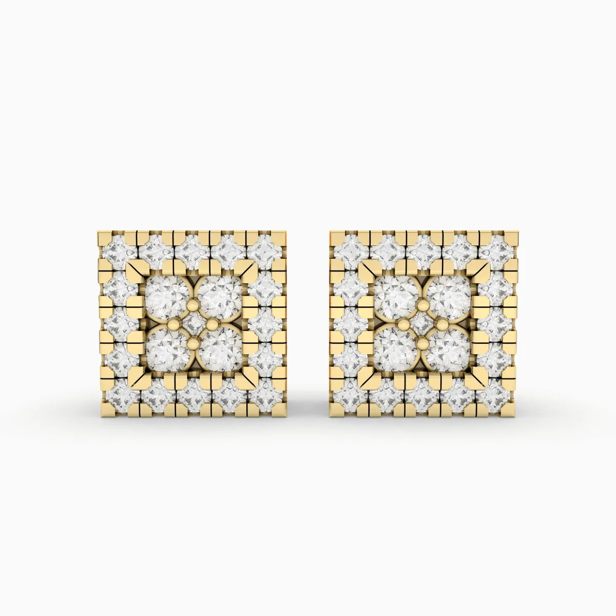 Stud Earrings 0.16 CT.T.W. Natural Diamond Cluster Halo Design For Unisex
